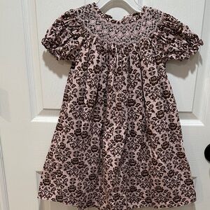 Elegant Floral Kids Dress in Pink and Brown